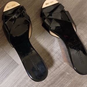 Jimmy Choo Black Patent Leather Ombre cork heel